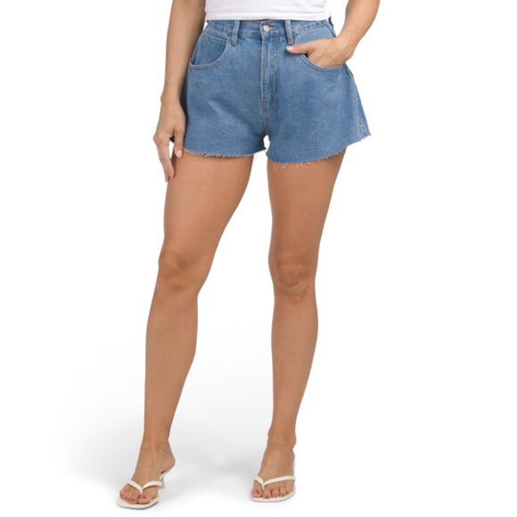 ON TWELFTH True Blue Denim Flare Bell Shorts - Picture 1 of 2